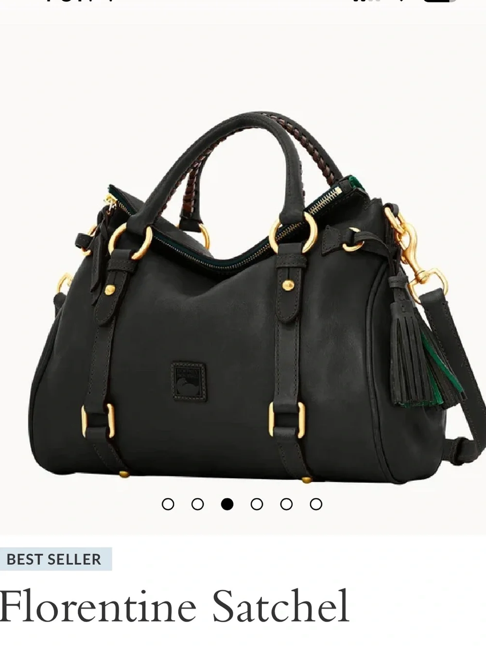Dooney & Bourke Black Florentine Satchel (large) with Gold Hardware